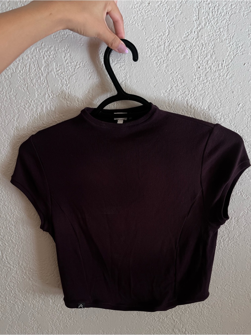 Oner Active Ribbed Crewneck Crop Top in Deep Plum